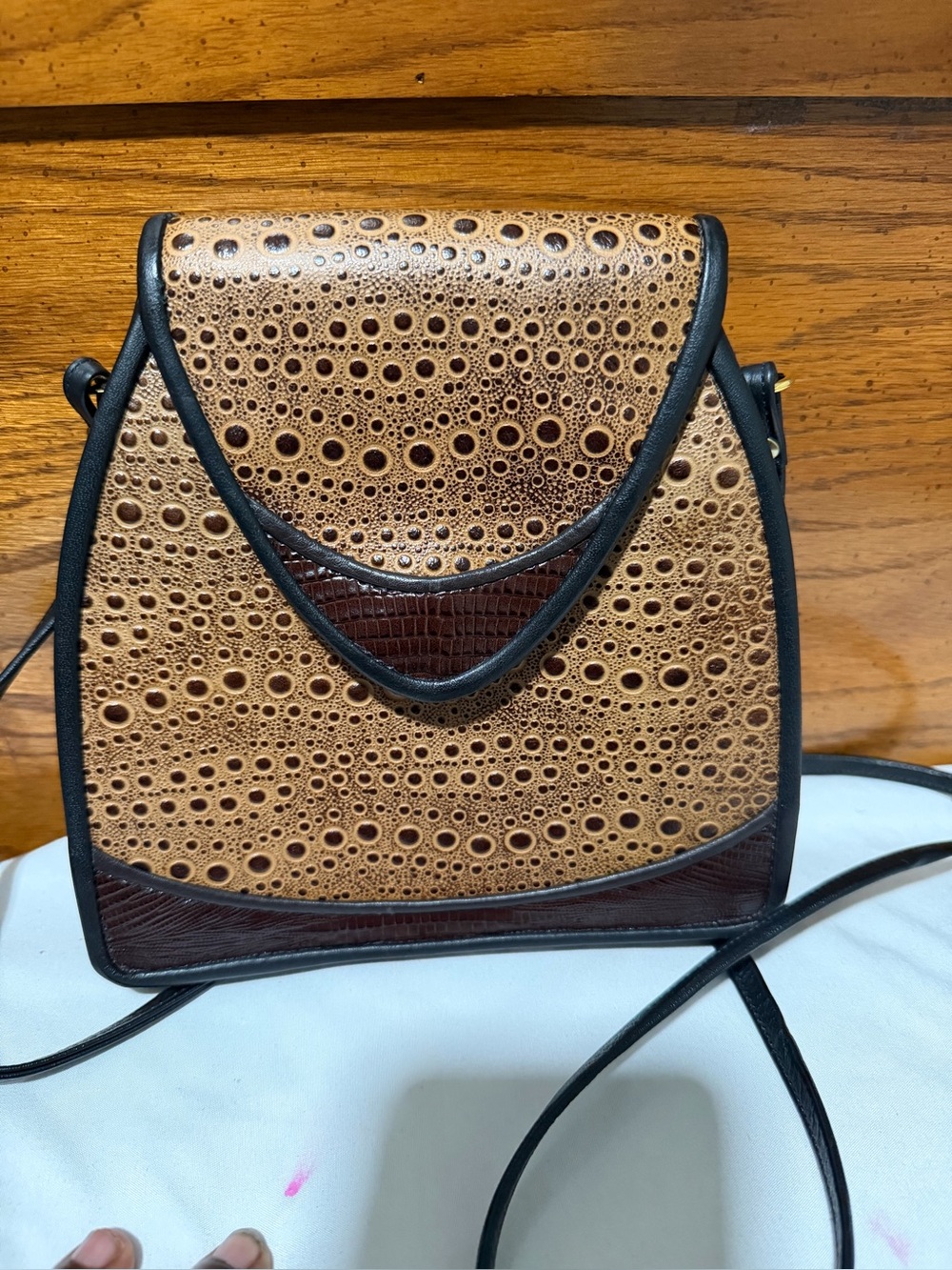 Steve Edgar Handcrafted Signed Leather Shoulder Bag Mixed Texture 2013